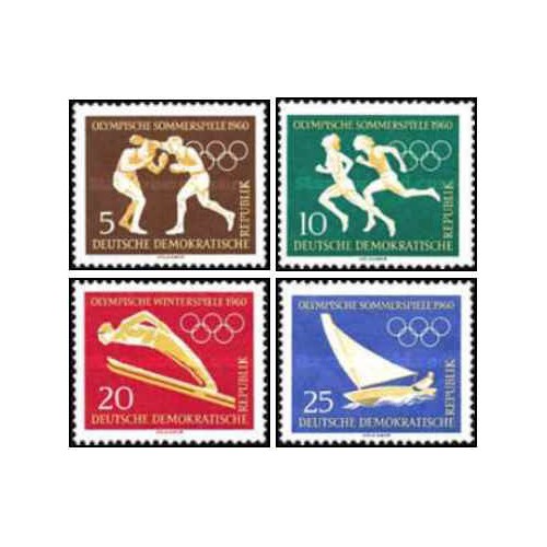 4 عدد تمبر بازی های المپیک - رم، ایتالیا - جمهوری دموکراتیک آلمان 1960 قیمت 6.8 دلار