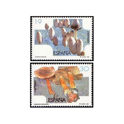 2 عدد  تمبر قارچها - اسپانیا 1995