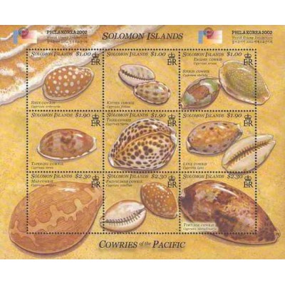 سونیرشیت نمایشگاه بین المللی تمبر "فیلاکره" - سئول، کره - پوسته های صدف - جزایر سلیمان 2002