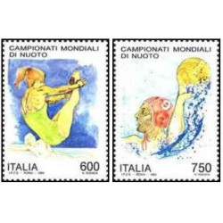 2 عدد تمبر مسابقات جهانی شنا، رم - ایتالیا 1994