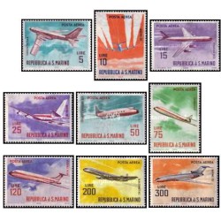 9 عدد تمبر هواپیماهای مدرن - سان مارینو 1963