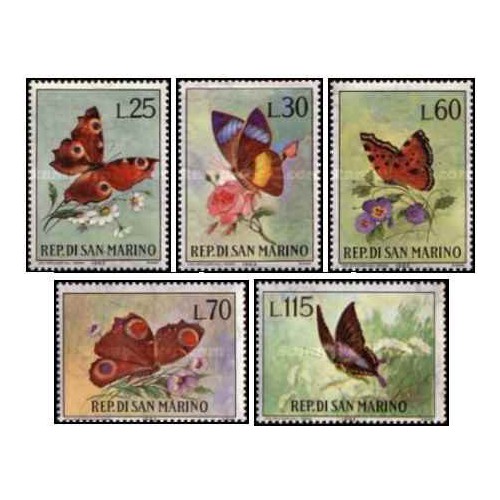 5 عدد تمبر پروانه ها - سان مارینو 1963