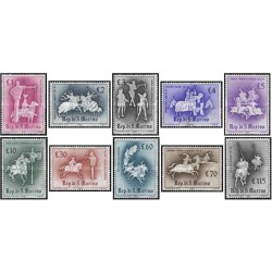 10 عدد تمبر مسابقات قرون وسطی - سان مارینو 1963