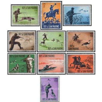 10 عدد تمبر شکار - سان مارینو 1962