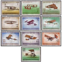 10 عدد تمبر هواپیماهای اولیه - سان مارینو 1962