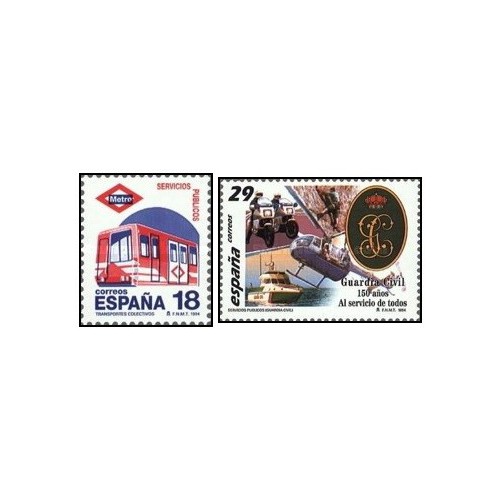 2 عدد  تمبر سالگردها - مترو مادرید  - اسپانیا 1994