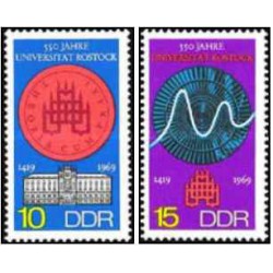 2 عدد تمبر 550 امین سالگرد دانشگاه روستوک - جمهوری دموکراتیک آلمان 1969