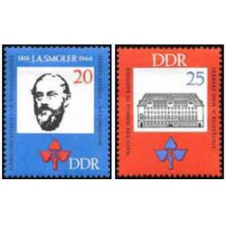 2 عدد تمبر صد و پنجاهمین سالگرد تولد ج.ا. دود - جمهوری دموکراتیک آلمان 1966