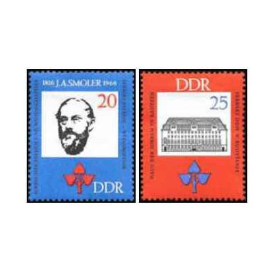 2 عدد تمبر صد و پنجاهمین سالگرد تولد ج.ا. دود - جمهوری دموکراتیک آلمان 1966