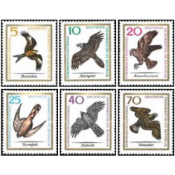 6 عدد تمبر پرندگان شکاری اروپایی - جمهوری دموکراتیک آلمان 1965