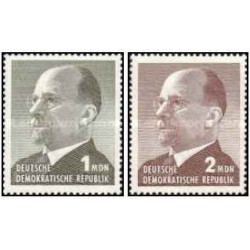 2 عدد تمبر سری پستی - والتر اولبریخت - MDN به جای DM - جمهوری دموکراتیک آلمان 1965
