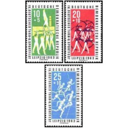 3 عدد تمبر مسابقات ورزشی در لایپزیگ - جمهوری دموکراتیک آلمان 1963