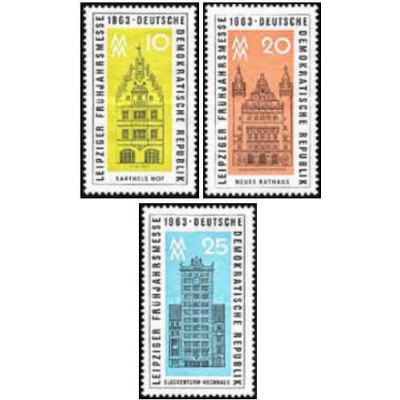 3 عدد تمبر نمایشگاه بهاره لایپزیگ - جمهوری دموکراتیک آلمان 1963