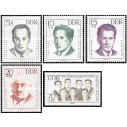 5 عدد تمبر قهرمانان مقاومت - 2 - جمهوری دموکراتیک آلمان 1962