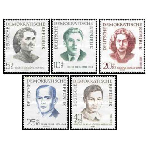 5 عدد تمبر قهرمانان مقاومت - جمهوری دموکراتیک آلمان 1962 5 عدد تمبر قهرمانان مقاومت - جمهوری دموکراتیک آلمان 1962