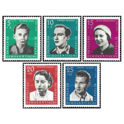 5 عدد تمبر قهرمانان مقاومت - جمهوری دموکراتیک آلمان 1961 5 عدد تمبر قهرمانان مقاومت - جمهوری دموکراتیک آلمان 1961