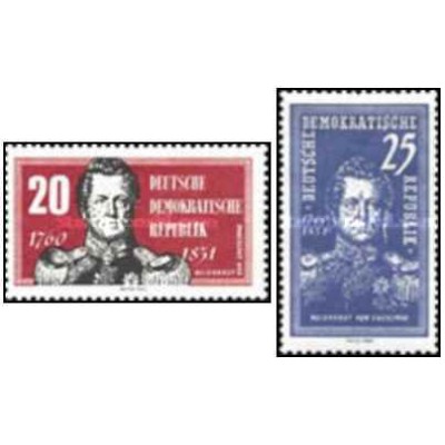 2 عدد تمبر دویستمین سالگرد تولد ارل گنایزنوس - جمهوری دموکراتیک آلمان 1960