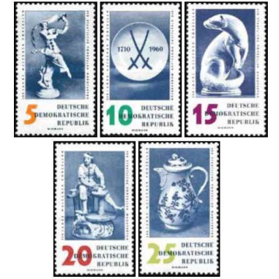 5 عدد تمبر دویست و پنجاهمین سالگرد کارخانه چینی مایسن - جمهوری دموکراتیک آلمان 1960