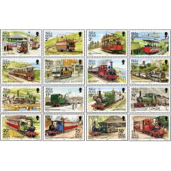 16 عدد تمبر تراموا و قطارهای قدیمی - جزیره من 1988 قیمت 13 دلار