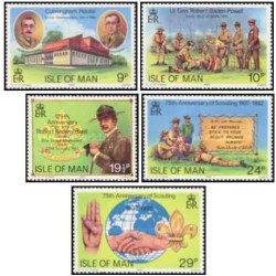 5 عدد تمبر 75مین سالگرد جنبش پیشاهنگی پسران، 125مین سالگرد تولد رابرت بادن پاول - جزیره من 1982