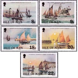 5 عدد تمبر کشتی ها - صدمین سالگرد ناوگان ماهیگیری قدیمی - جزیره من 1981