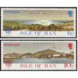 2 عدد تمبرمشترک اروپا - Europa Cept - مناظر طبیعی - جزیره من 1977