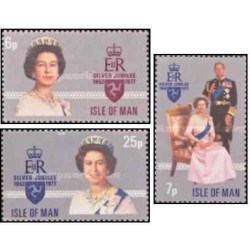 3 عدد تمبر بیست و پنجمین سالگرد دولت ملکه الیزابت - جزیره من 1977