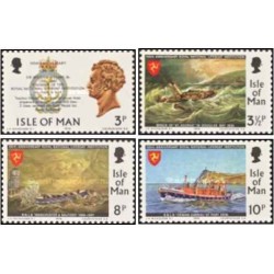 4 عدد تمبر 150مین سالگرد تاسیس قایق نجات ملی سلطنتی - جزیره من 1974