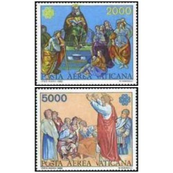 2 عدد تمبر پست هوایی - سال ارتباطات جهانی - واتیکان 1983 قیمت 8 دلار