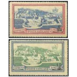 2 عدد تمبر سری پستی تمبرهای اکسپرس چاپ شده با سورشارژ قیمت - واتیکان 1946