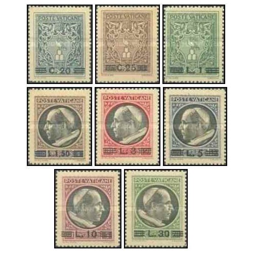 8 عدد تمبر سری پستی سورشارژ - واتیکان 1946 قیمت 9 دلار 8 عدد تمبر سری پستی سورشارژ - واتیکان 1946 قیمت 9 دلار