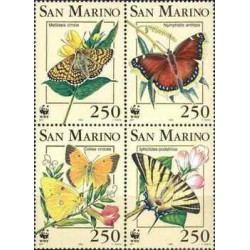 4 عدد تمبر صندوق جهانی حیات وحش - WWF - پروانه ها - سان مارینو 1993