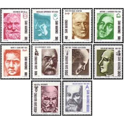 10 عدد تمبر سری پستی دانشمندان - کخ، کوری،لاوازیه، ادیسون،گالیله ...- سان مارینو 1982 قیمت 7.7 دلار 10 عدد تمبر سری پستی دانشمندان - کخ، کوری،لاوازیه، ادیسون،گالیله ...- سان مارینو 1982 قیمت 7.7 دلار