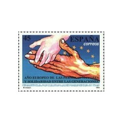 1 عدد  تمبر سال اروپایی سالمندان - اسپانیا 1993