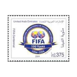 1 عدد تمبرصدمین سالگرد فیفا ، فدراسیون بین المللی فوتبال - امارات متحده عربی 2004