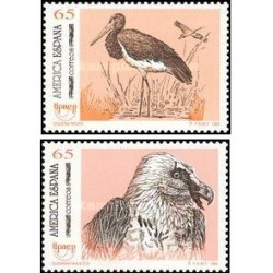 2 عدد تمبر آمریکا UPAEP - پرندگان - اسپانیا 1993