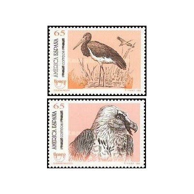 2 عدد تمبر آمریکا UPAEP - پرندگان - اسپانیا 1993