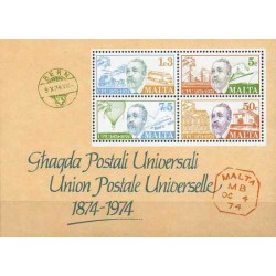 مینی شیت صدمین سالگرد اتحادیه جهانی پست - UPU - مالت 1974
