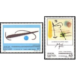 2 عدد تمبر مشترک اروپا - Europa Cept --تمبرهای اروپا - هنر معاصر - آثار جوآن میرو - اسپانیا 1993