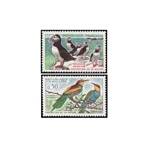 2 عدد  تمبر حفاظت از طبیعت - پرندگان - فرانسه 1960