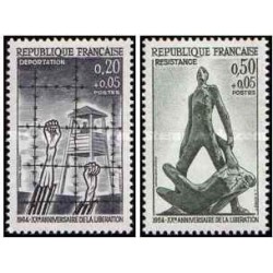 2 عدد  تمبر بیستمین سالگرد آزادی - فرانسه 1964