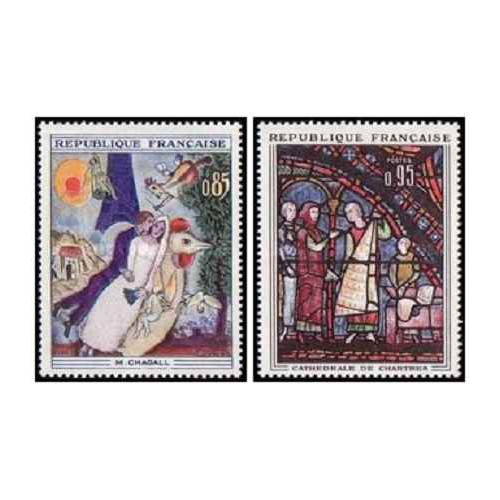2 عدد  تمبر هنر فرانسوی - فرانسه 1963