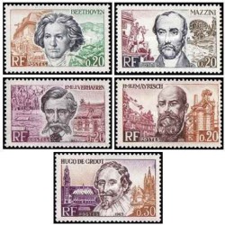 5 عدد  تمبر مشاهیر کشورهای جامعه اقتصادی اروپا - فرانسه 1963
