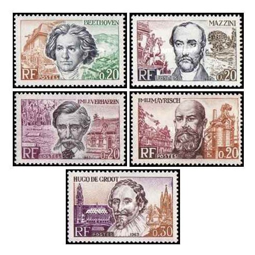 5 عدد  تمبر مشاهیر کشورهای جامعه اقتصادی اروپا - فرانسه 1963