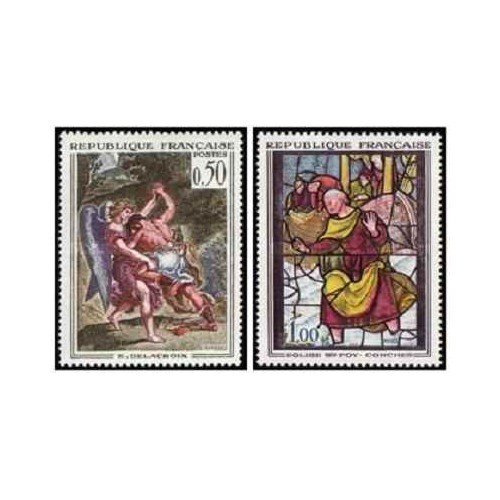 2 عدد  تمبر هنر فرانسوی  - فرانسه 1963 قیمت 9.7 دلار