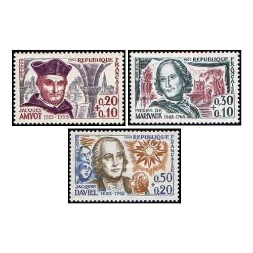 3 عدد  تمبر مردان مشهور - فرانسه 1963 قیمت 4.2 دلار