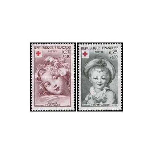 2 عدد  تمبر  صلیب سرخ- فرانسه 1962 قیمت 4.2 دلار