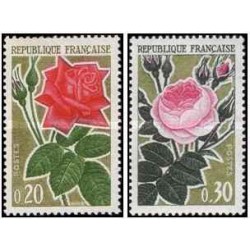 2 عدد  تمبر  تمدن گل رز - فرانسه 1962