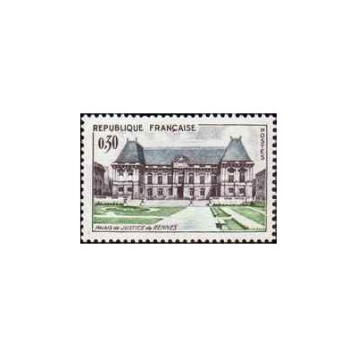 1 عدد  تمبر کاخ عدالت در رن - فرانسه 1962