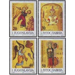 4 عدد تمبر هنر - تصاویر از دست نوشته های باستانی - یوگوسلاوی 1991